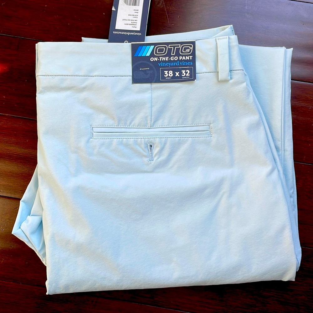 Vineyard Vines Pants Mens 38x32 Ice Water Color On The Go Golf 5 Pocket NEW